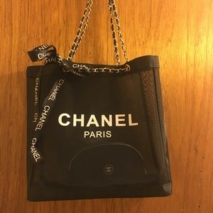 Chanel Mesh Tote with makeup bag